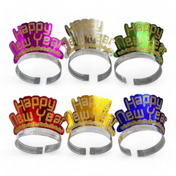 6 pcs Happy New Year Tiara, New Year Party Photo Props