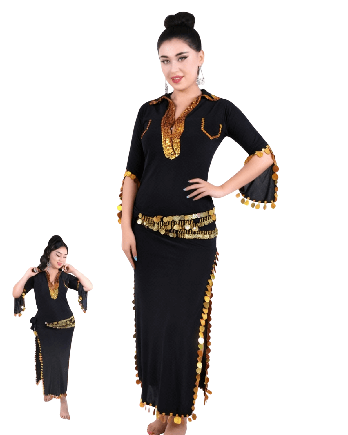 Belly Dance Costume for Women – Premium Coin Trim Arabic Dance Dress | Adult Performance & Party Wear (New Collection) belly dance costume for women premium