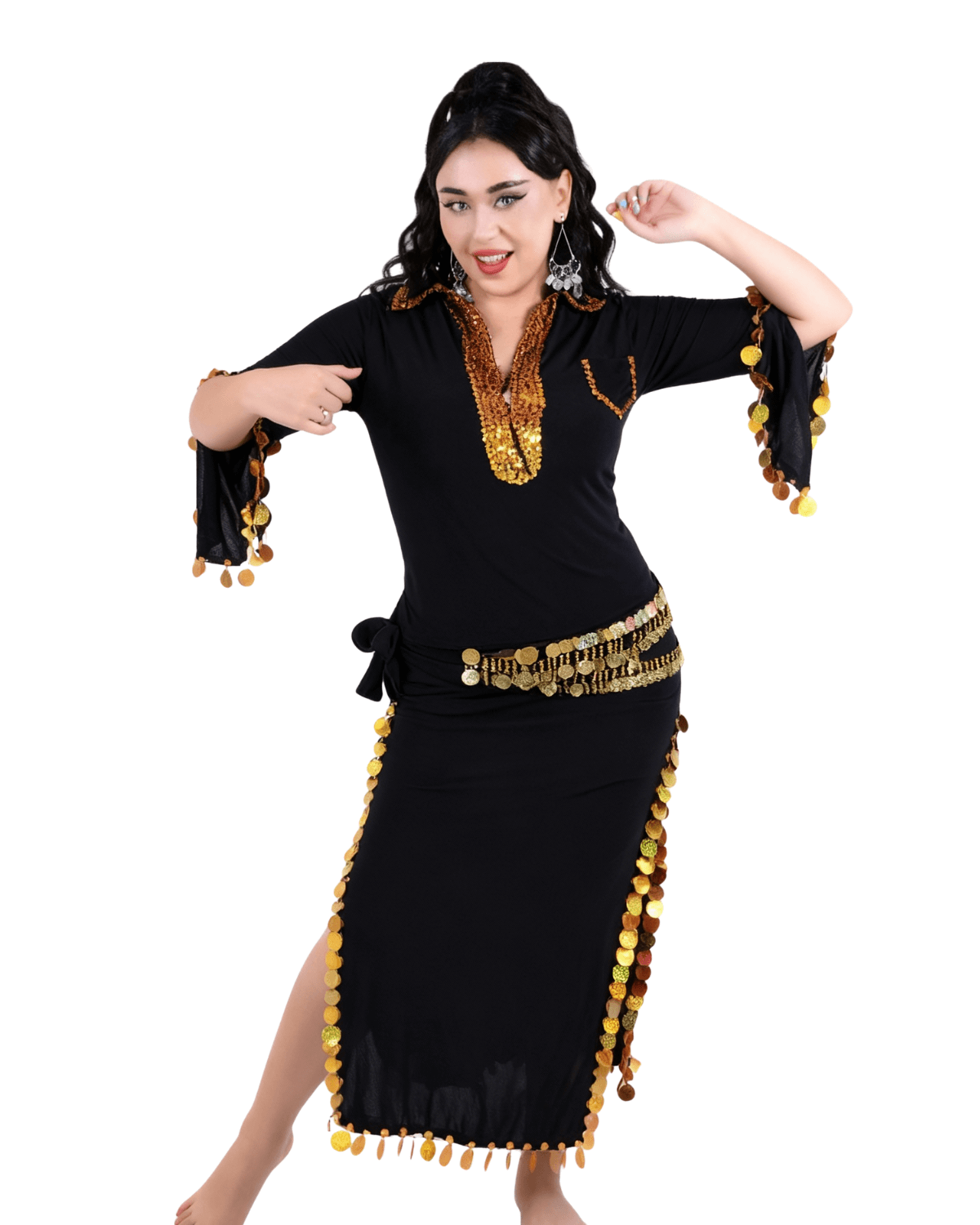 Belly Dance Costume for Women – Premium Coin Trim Arabic Dance Dress | Adult Performance & Party Wear (New Collection) Belly Dance Costume for Women – Premium Coin Trim Arabic Dance Dress | Adult Performance & Party Wear (New Collection) - Image 2