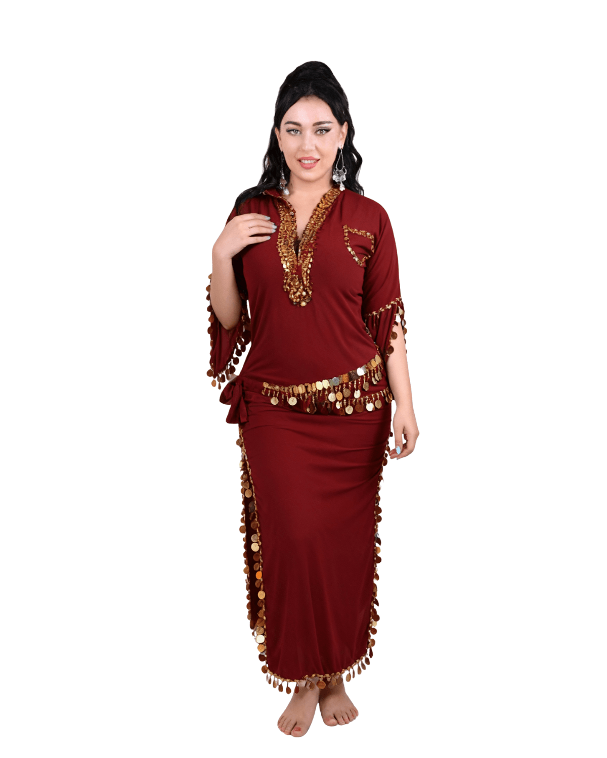 Belly Dance Costume for Women – Premium Coin Trim Arabic Dance Dress | Adult Performance & Party Wear (New Collection) Belly Dance Costume for Women – Premium Coin Trim Arabic Dance Dress | Adult Performance & Party Wear (New Collection) - Image 7