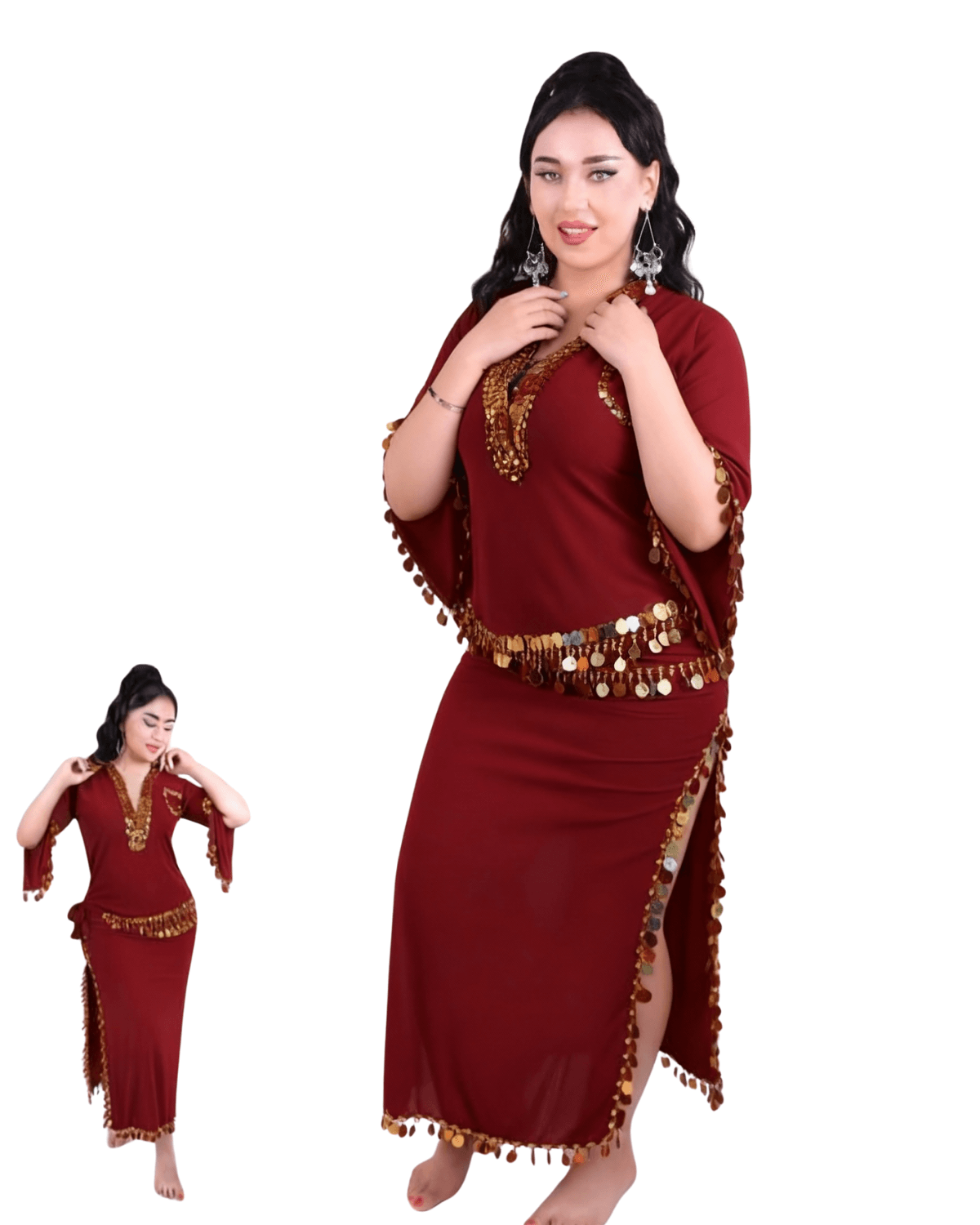 Belly Dance Costume for Women – Premium Coin Trim Arabic Dance Dress | Adult Performance & Party Wear (New Collection) Belly Dance Costume for Women – Premium Coin Trim Arabic Dance Dress | Adult Performance & Party Wear (New Collection) - Image 6