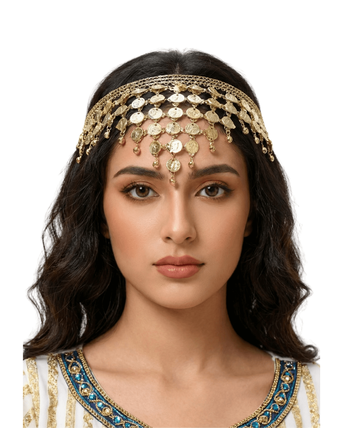 Golden Coin Hair Headband – Ancient & Belly Dance Style golden coin hair headband ancient 038