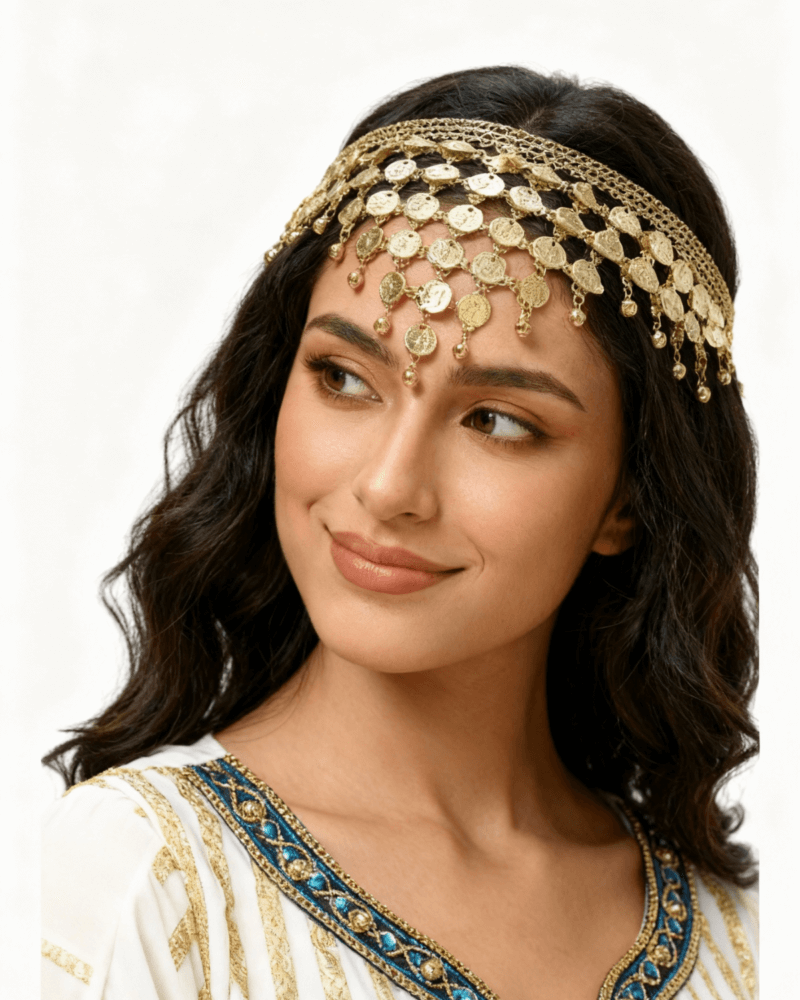 Alternative view of Golden Coin Hair Headband – Ancient & Belly Dance Style