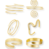 6PCS Gold Upper Arm Cuff Bracelet Set – Adjustable Arm Band Bangles 6pcs gold upper arm cuff bracelet