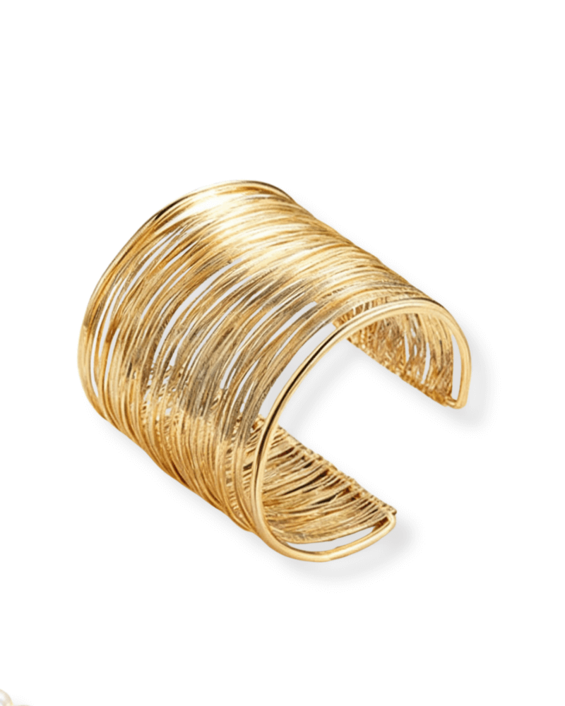 Gold Wide Wire Cuff Bracelet – Adjustable Open Wrist Bangle (1–8 PCS Set)