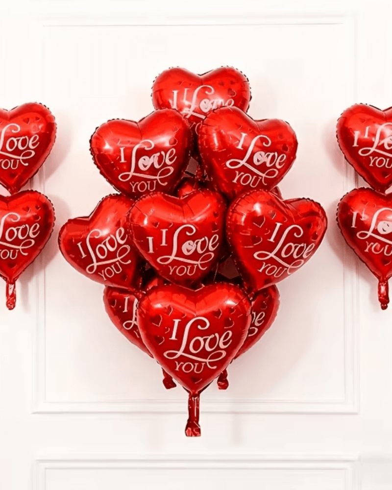 Alternative view of 18-Inch Valentine’s Day Heart Foil Balloon Set – “I Love You” Romantic Decoration for Weddings, Proposals & Anniversaries
