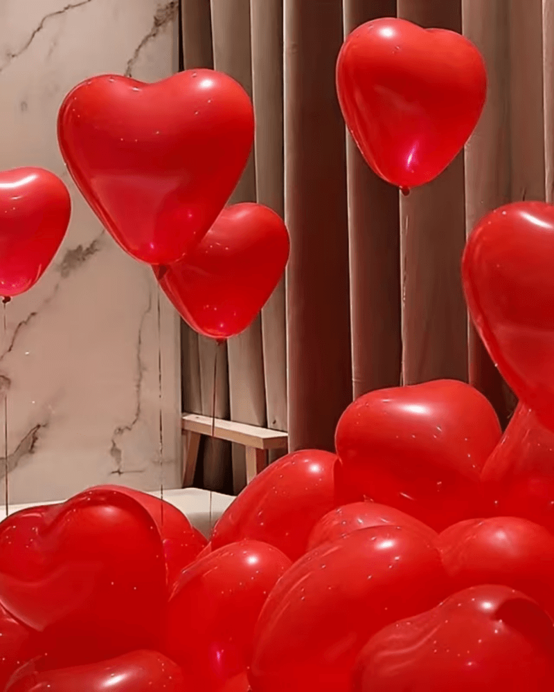 Alternative view of Red Heart-Shaped Foil Balloons – Romantic Party Decorations for Weddings, Valentine’s Day & All Occasions