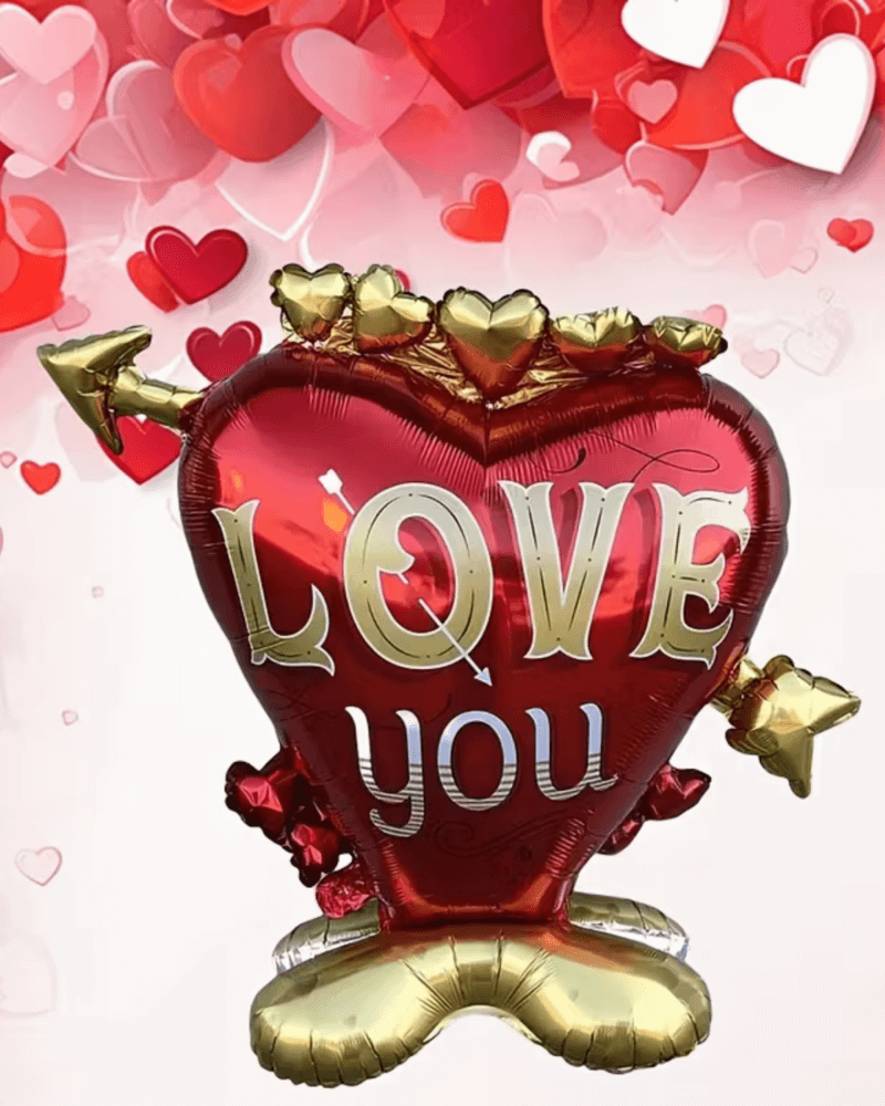 Alternative view of Arrow Heart Foil Balloon – “Love You” Romantic Decoration for Valentine’s Day, Weddings & Proposals