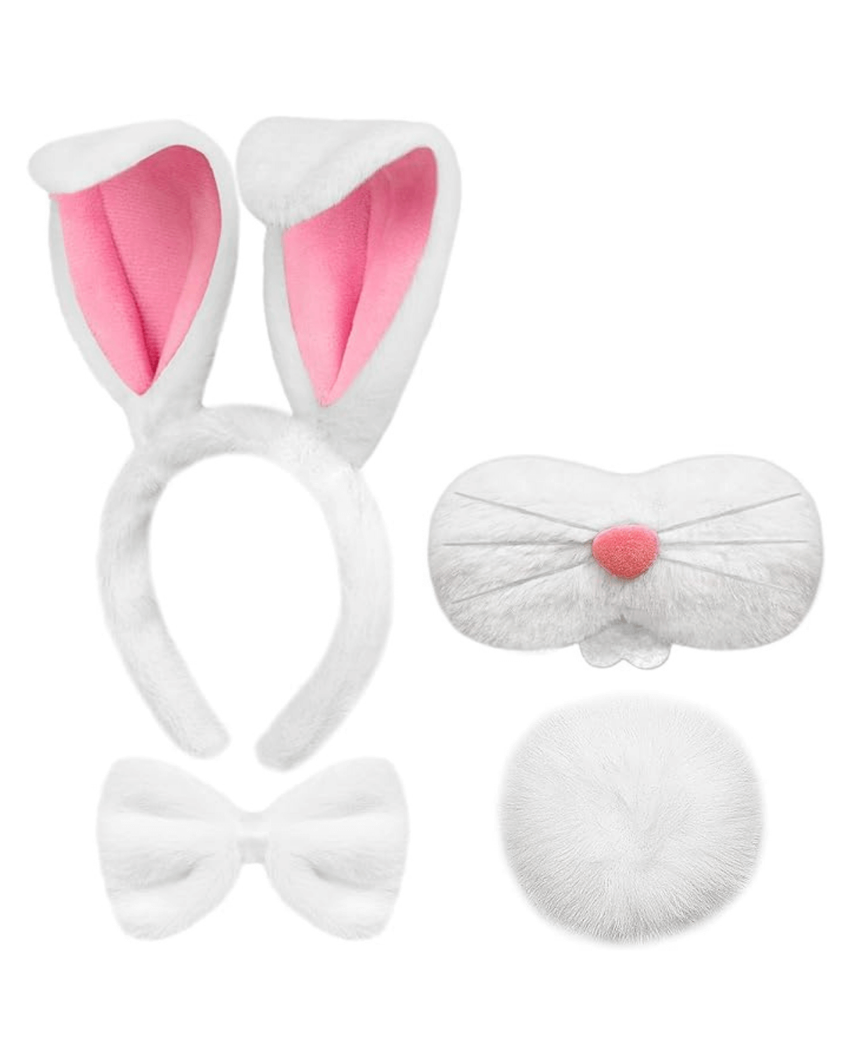 4 PCS Bunny Animal Ears Tail Nose Bow Tie Headband Animal Costume Accessory 4 pcs bunny animal ears tail