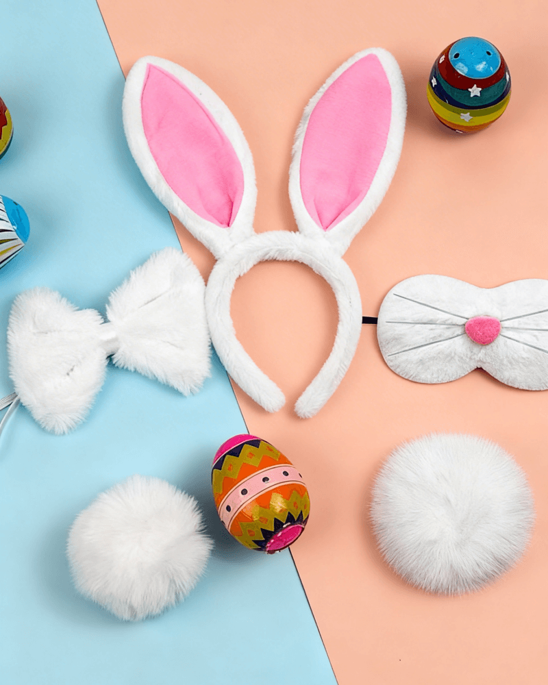 4 PCS Bunny Animal Ears Tail Nose Bow Tie Headband Animal Costume Accessory image Pippit 202602241431