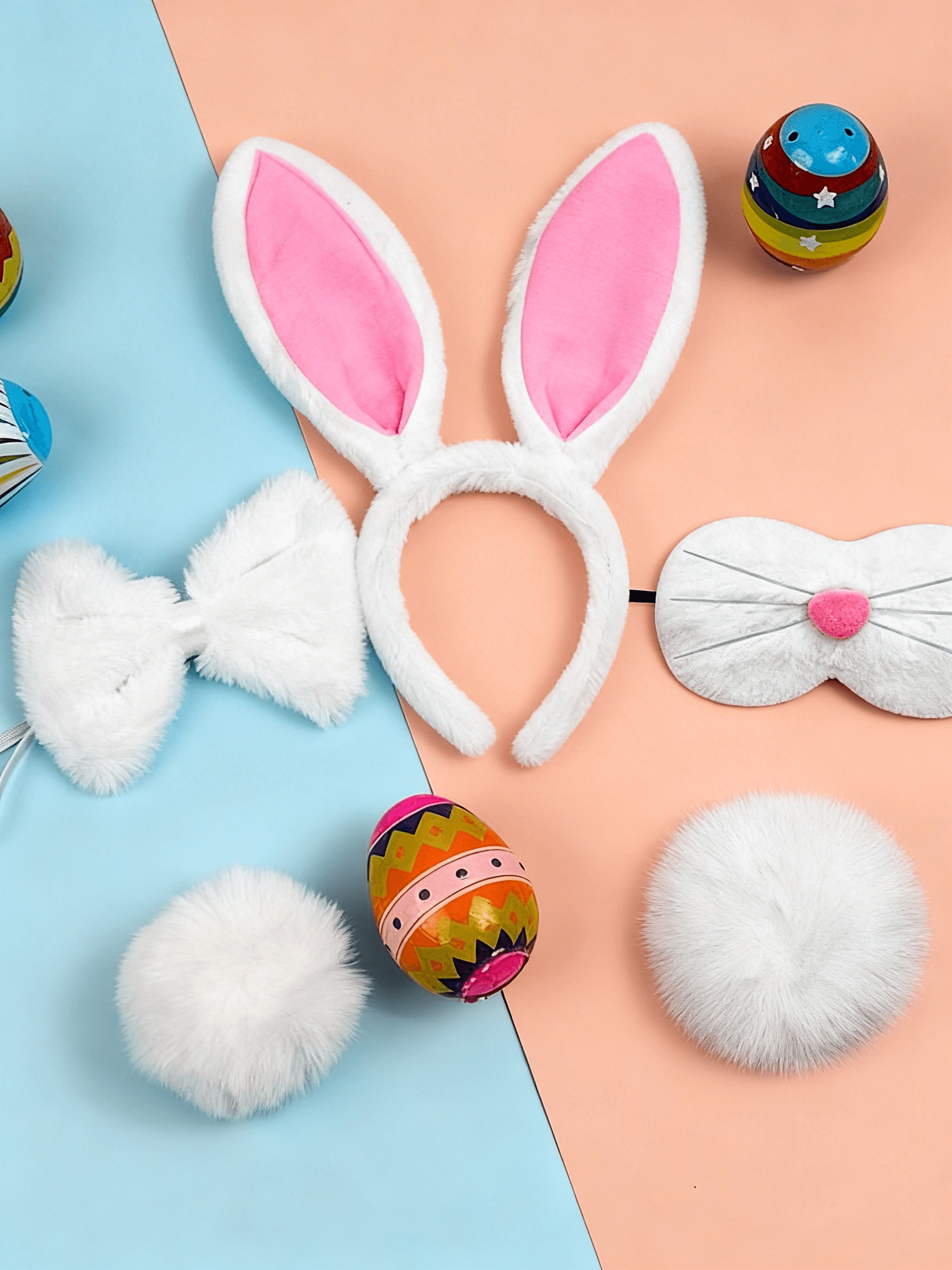 4 PCS Bunny Animal Ears Tail Nose Bow Tie Headband Animal Costume Accessory 4 PCS Bunny Animal Ears Tail Nose Bow Tie Headband Animal Costume Accessory - Image 3