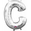 L16 LETTER C SILVER MINI SHAPE FOIL BALLOON l16 letter c silver mini shape