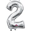 L16 NUMBER 2 SILVER MINI SHAPE FOIL BALLOON l16 number 2 silver mini shape