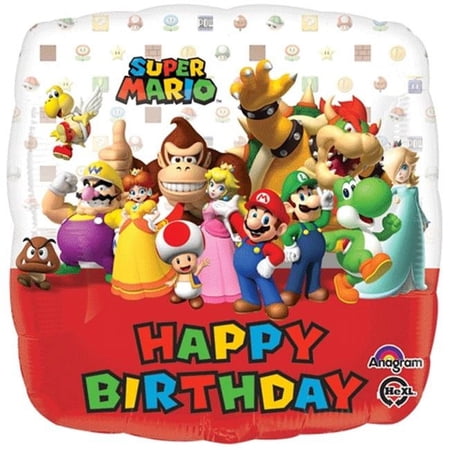 S60 MARIO BROS. HAPPY BIRTHDAY SQUARE BALLOON S60 MARIO BROS. HAPPY BIRTHDAY SQUARE BALLOON