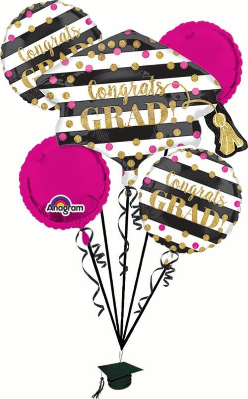 p75 gold confetti grad balloon bouquet
