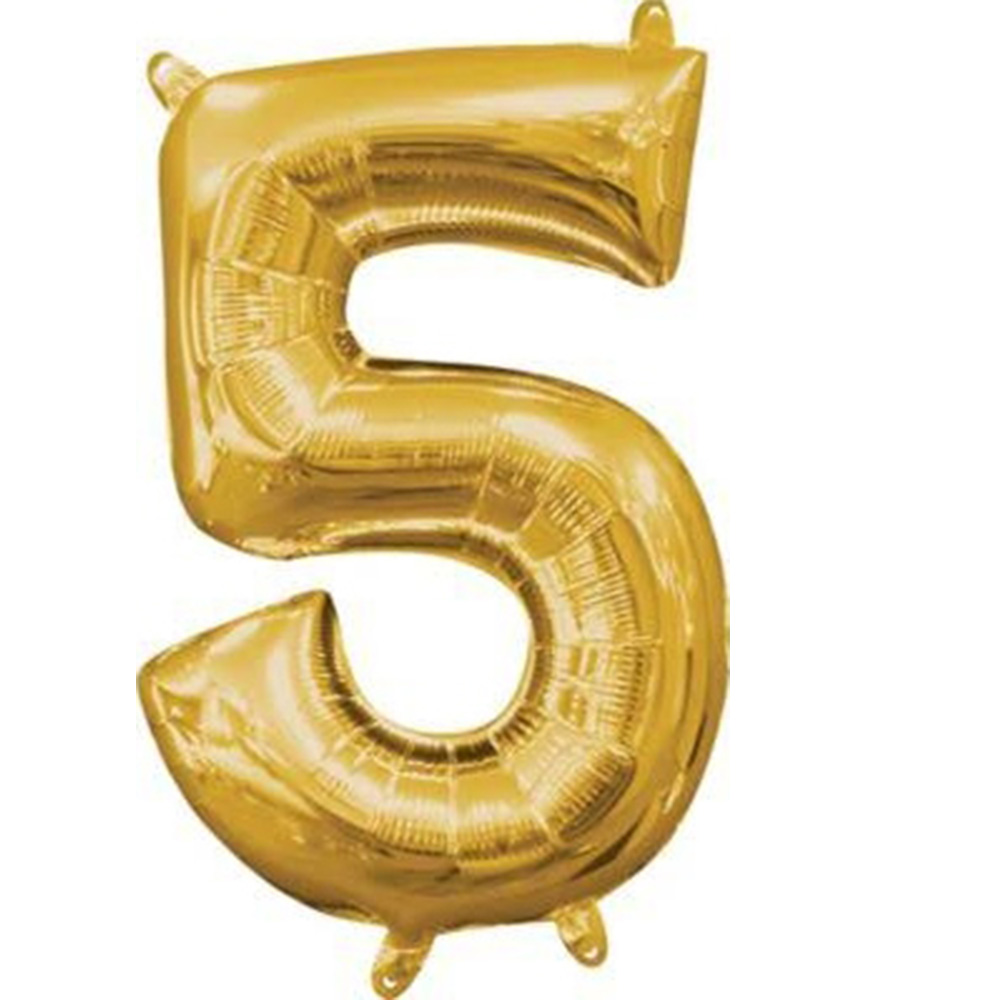 L16 NUMBER 5 GOLD MINI SHAPE FOIL BALLOON l16 number 5 gold mini shape