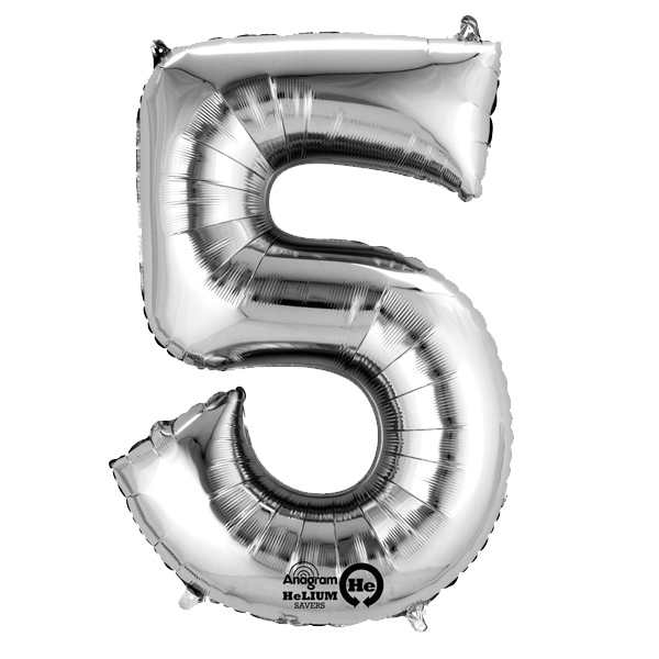 l16 number 5 silver mini shape