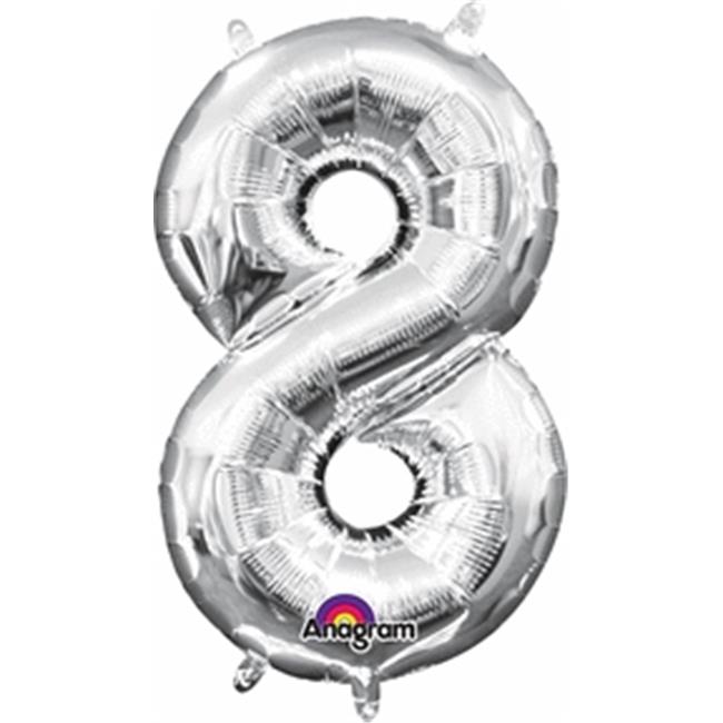 l16 number 8 silver mini shape