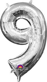 l16 number 9 silver mini shape