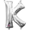 S30 LETTER K SILVER MINI SHAPE FOIL BALLOON s30 letter k silver mini shape