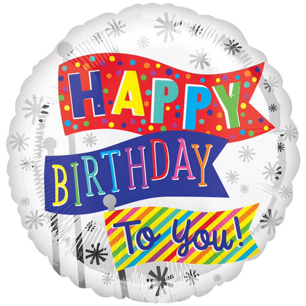 S40 HAPPY BIRTHDAY FUN FLAGS FOIL BALLOON 18IN s40 happy birthday fun flags foil