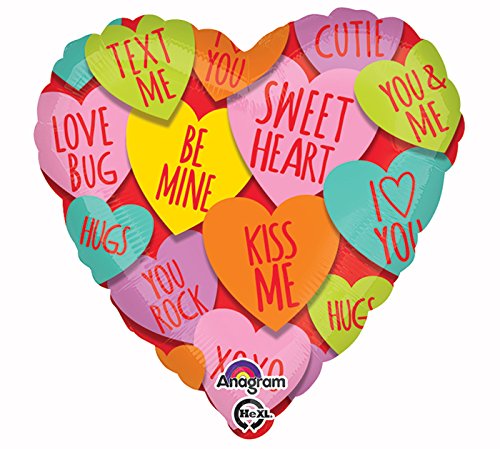 s40 hearts with messages foil balloon