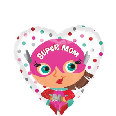 s40 super mom heart foil balloon