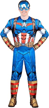 Captain America Adult Deluxe Dress Up Costume for Men Captain-America-Adult-Classic-Dress-Up-Costume-for-Men