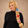 Golden Blonde Floral Braided Costume Wig shown on an adult model