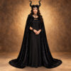 Black Horned Witch Cloak and Accessories Set Black Horned Witch Cloak and Accessories Set on an adult model