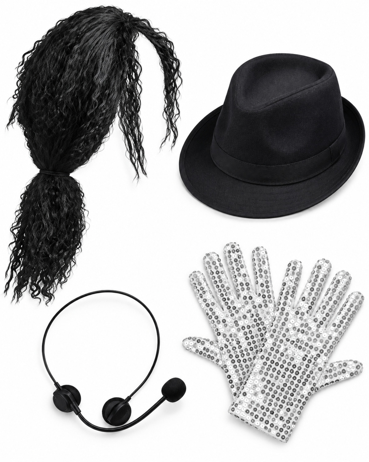 Rock Star Accessory Set with Hairpiece & Headset - 4 Pieces Rock Star Accessory Set with Hairpiece & Headset - 4 Pieces on a white background