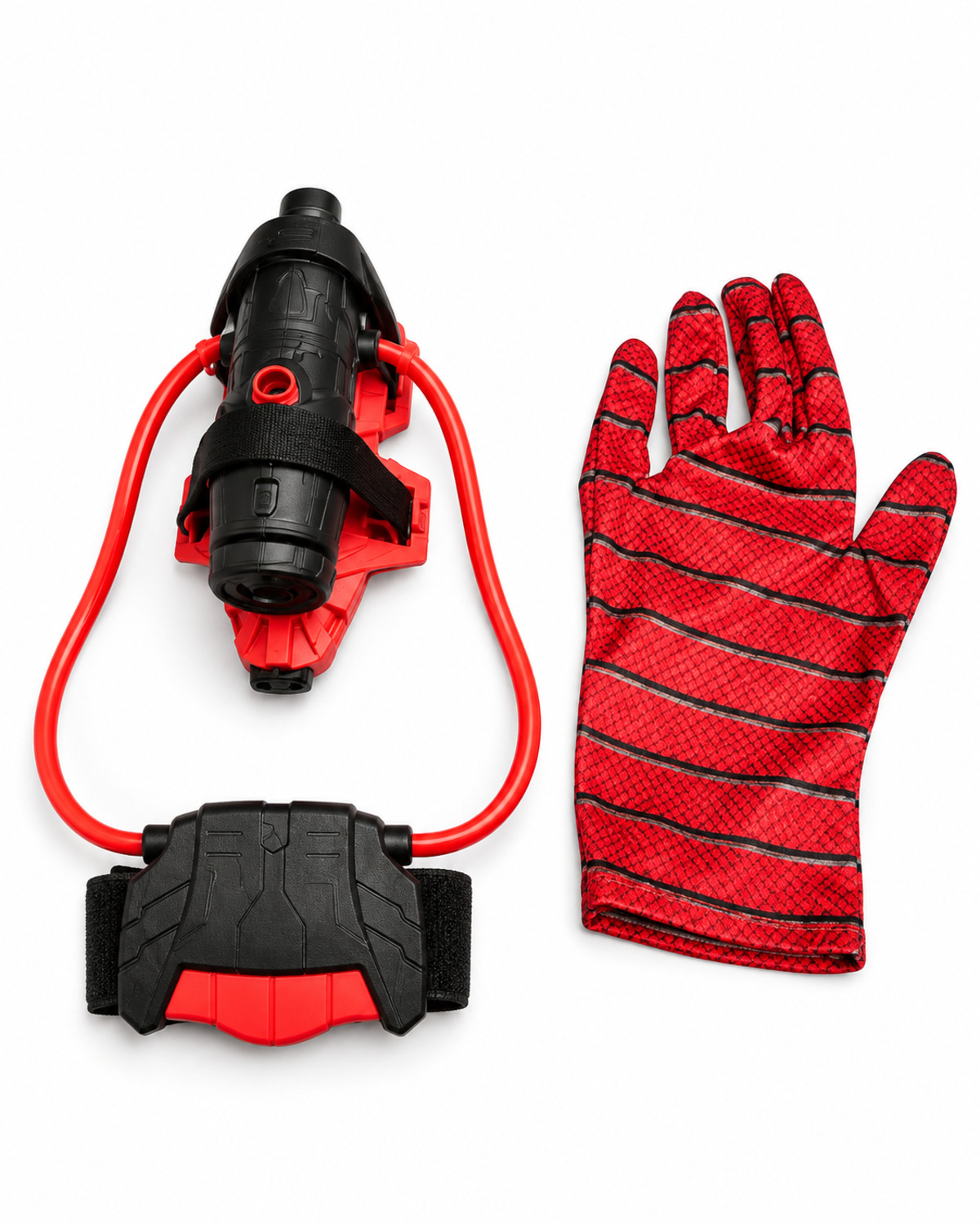 Wrist Launcher & Costume Glove Set - 2 Pieces Red and black example wrist launcher with matching costume glove