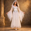 White Ghostly Woman Costume - XL on an adult model